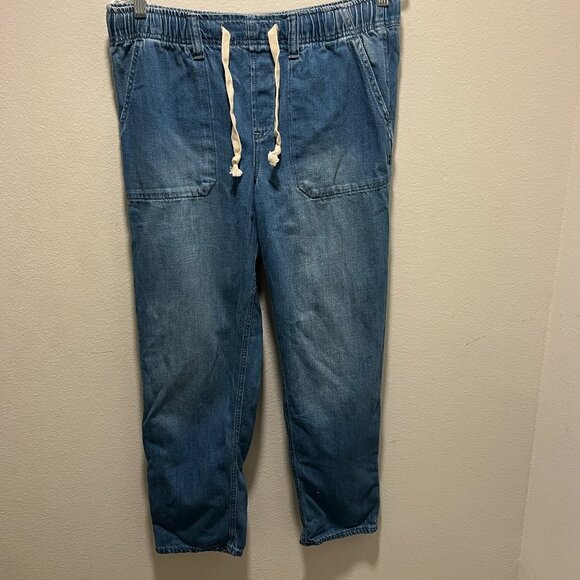 Gap Denim Women Size M High Rise Wide Leg Elastic Tie Waist Carpenter Jeans - Picture 1 of 5